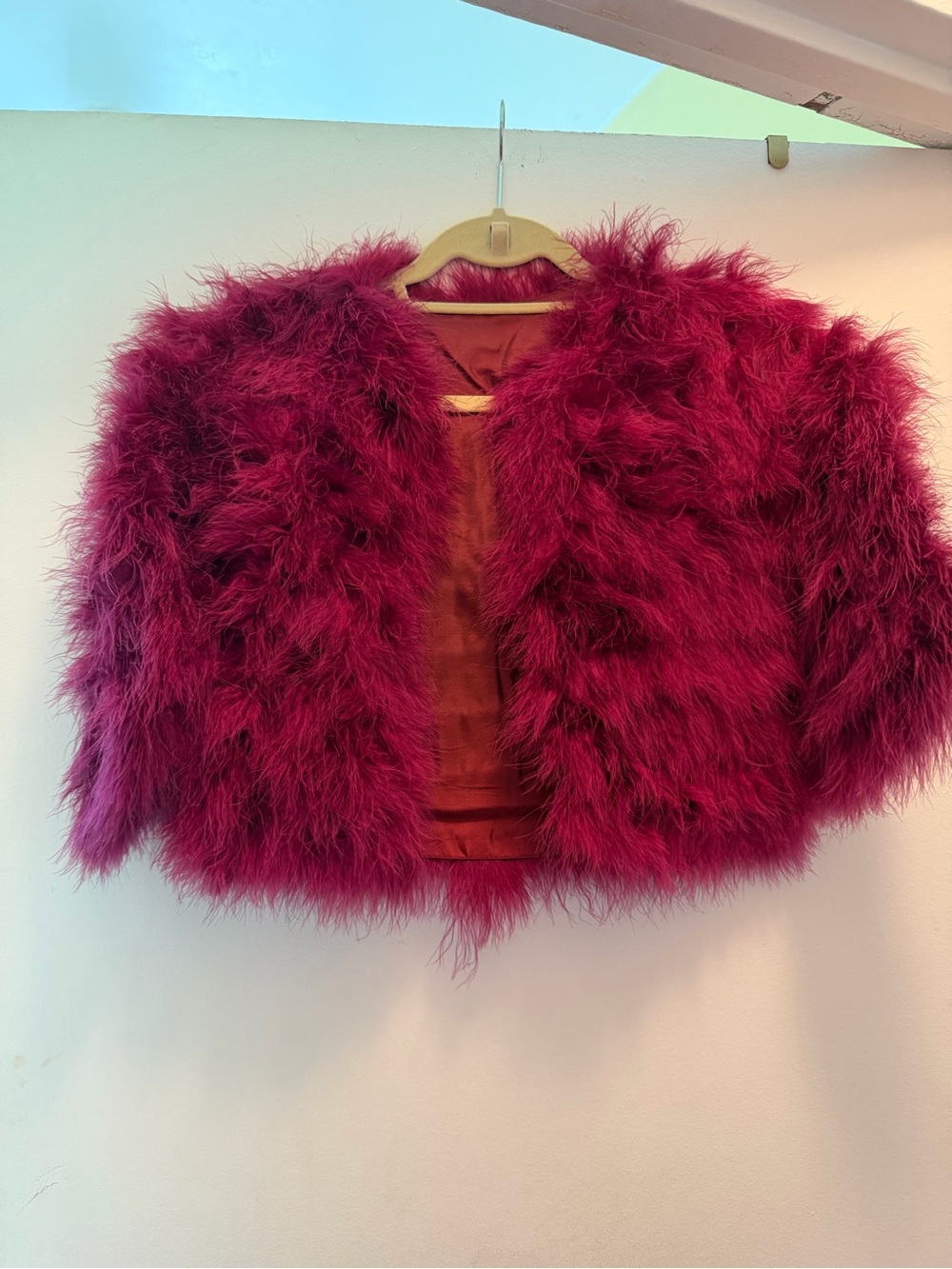 Fuchsia Feathered Shrug Jacket